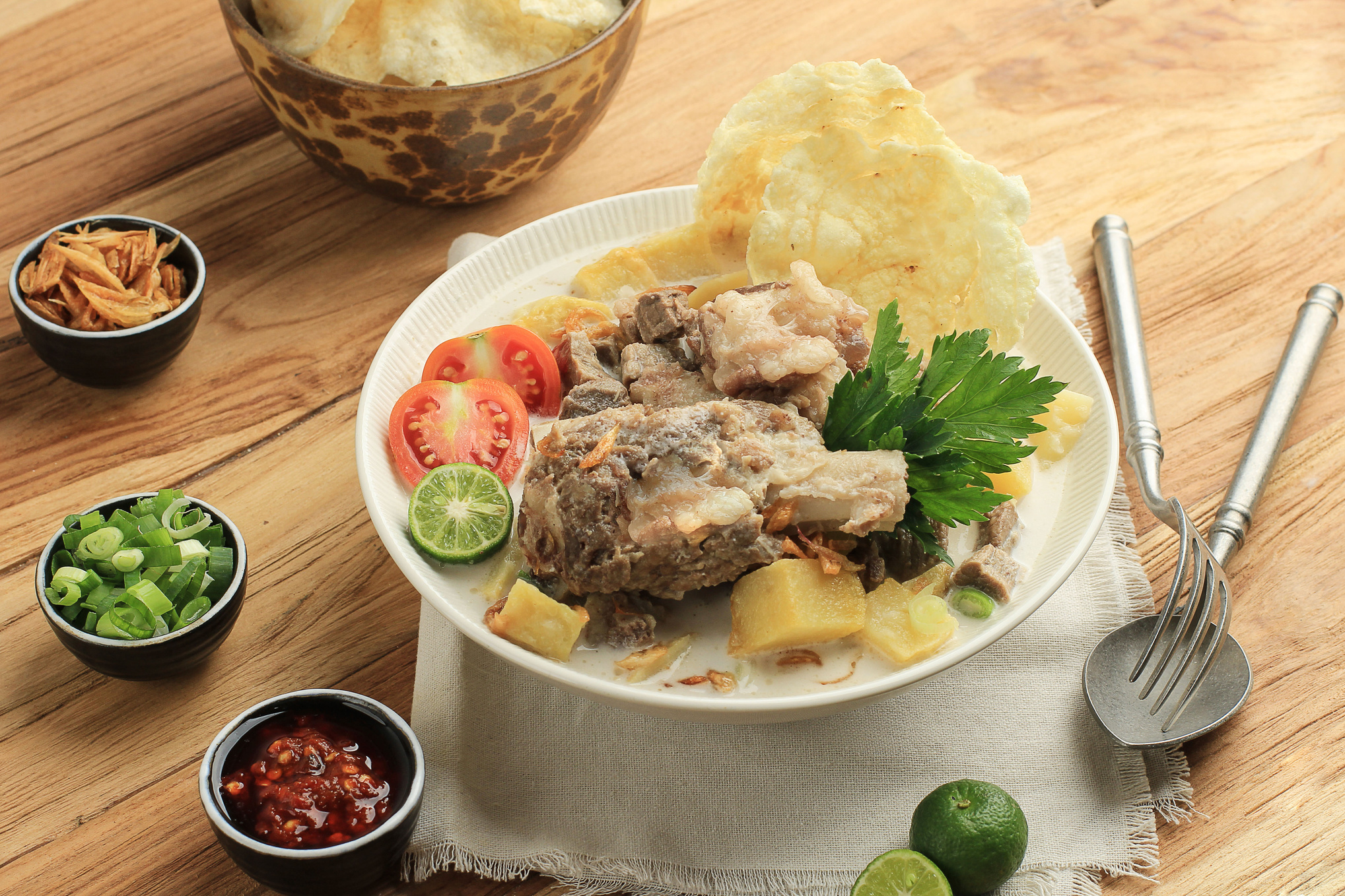 Soto Betawi, Traditional Beef Ribs Soup from Betawi, Jakarta.